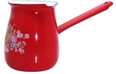 JMAHM Emaille Kaffeekanne Cezve Teekanne Wasser Kanne mit Schnabel (Rot, 1200ml)