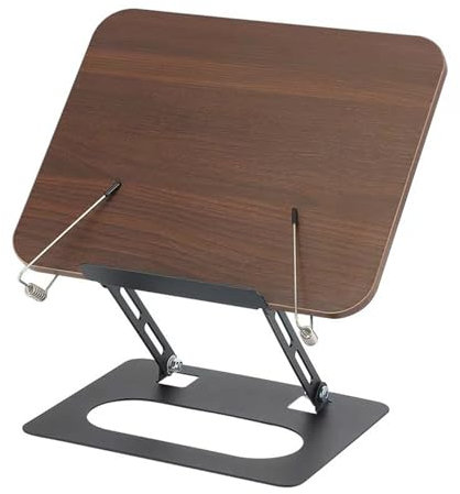 Braun,nicht drehen,BURLOE Drehbares Holz Leseständer, Bücherregal Buchständer Tablet Kochbuchhalter Hängend Tischstaffelei Mit Drehfuß Und Hubstange Faltbar Tragbar Für Büro