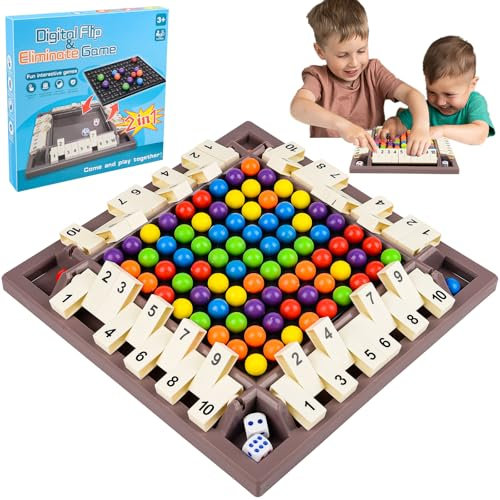 Shut The Box Geometrisches Intellektuelles Schachbrett, Intellectual Chessboard Dual Duel, Rainbow Ball Elimination Brettspiel, Intellektuelles Schachbrett Doppelduell für Kinder