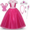 Cnexmin Déguisement de La Belle au Bois Dormant Robe de Princesse Aurore Fille Princesse Costume Anniversaire Noël Halloween Partie Carnaval Cosplay Robe de Soirée pour Rose 3-4Ans/110