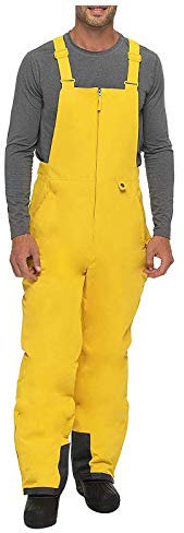 Herren Wasserdicht Ski Latzhose Fleece Gefüttert Isolierte Snowboardhose Winddicht Atmungsaktiv Winter Skihose Outdoor Thermo Schneesicher Schneehose mit Verstellbaren Trägern, gelb, XL