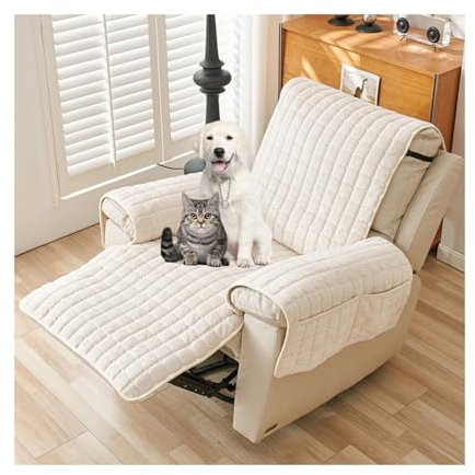 Chinimon Sesselschoner, Sesselbedeckung für Relax- und Fernsehsessel, Beige mit Aufbewahrungstasche (53 x 190 cm)