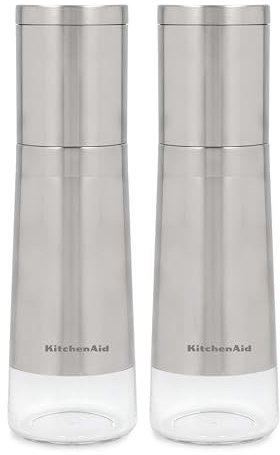KitchenAid Salt and Pepper Grinders, Set of 2, Refillable and Adjustable Coarseness,