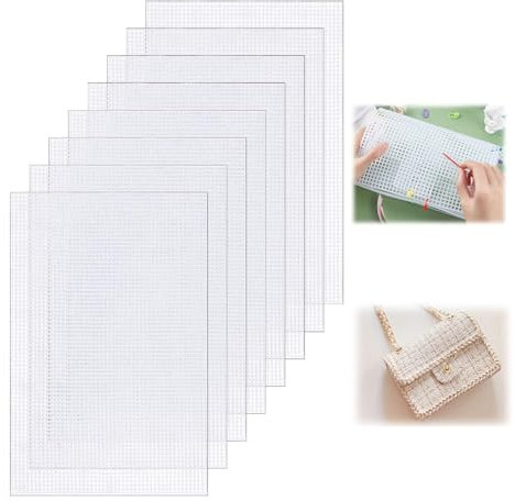 HJYDGJ 8 piezas de tela de malla de lona kit de lona de malla de 30,6 × 20,6 cm de plástico de malla de lona para anudar lienzo hecho a mano hojas de plástico punto de cruz rejilla de plástico DIY