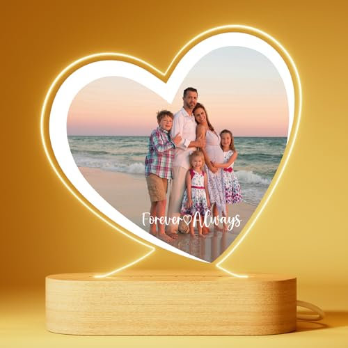 Bemaystar Regalo Donna Uomo Personalizzato - Cornice Foto LED con Messaggio e Nomi - Regali di Compleanno, Anniversario Matrimonio, Natale per Lui, Lei - Idea Romantica per Fidanzato e Fidanzata