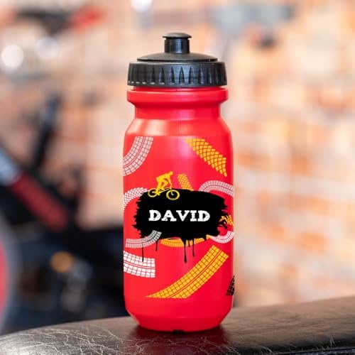 Wanapix | Bidón de Ciclismo Personalizado | Color Rojo | Cantimplora para Bicicleta con la Foto o Nombre que Quieras | 620 ml. de Capacidad | Libre de BPA | Bici Aventura + Nombre