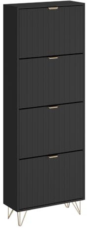 Vicco Schuhschrank Helge, Schuhregal, Schwarz, 60 x 166.7 cm 4 Fächer