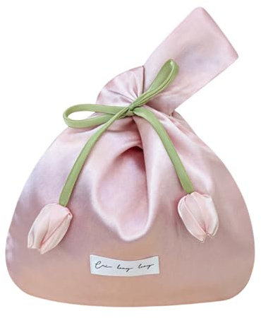 HIMKI Borsa da polso in seta elegante da donna, con manici, a forma di tulipano, per matrimonio, compleanno, festa