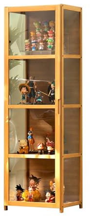 MTHGH Display Cabinet Glass Doors，Glas vitrine ，4-Acryl Layer Glass Display Case for Living Room, Bedroom, Office, sammlervitrine,primarycolor-42x33x130cm