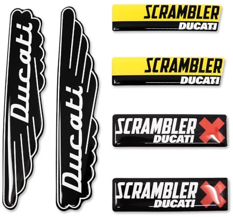Set di adesivi in gel 3D, compatibili con adesivi Ducati Scrambler, emblemi di alta qualità per moto, casco, laptop e altro ancora, set da 6 pezzi