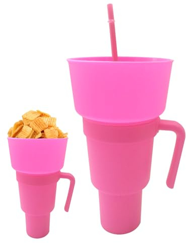 Genérico Snack and Drink Combo Cup, 1000ml Stadium Tumbler 2 En 1 Para Palomitas De Maíz, Dulces, Papas Fritas Y Otros Refrigerios, Recipiente Para Bebidas Con Pajita, Ver Películas Y Deportes