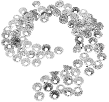 GLEAVI 100stücke DIY Weihnachtskugel Hütchen Runde Ornamentkappen Kunststoff Hohles Design Einfache Montage Sicherer Halt Silberfarbene Baumaufhänger