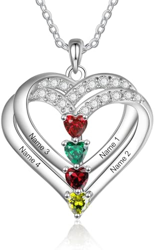 Jeweidea Personalisierte Namenskette Silber 925 Damen Kette mit Herz Anhänger Silberkette mit Namen für Mama Oma Geschenk für Muttertag Valentinstag Weihnachten