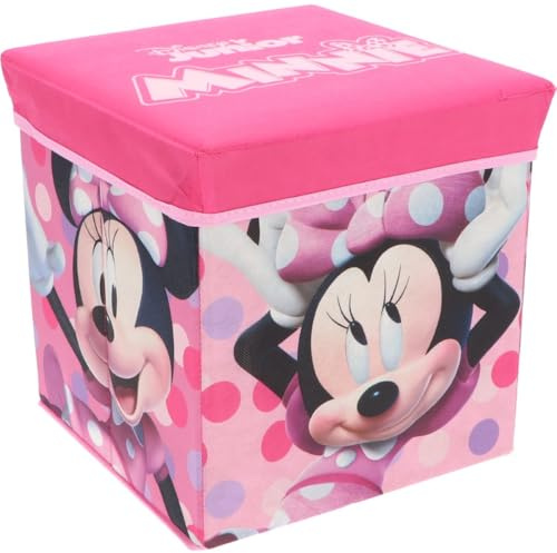 CARTOON Pouf Minnie Disney per bambini multifunzione contenitore porta oggetti per sedersi 30 cm