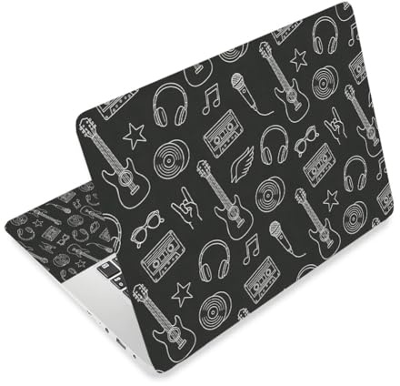 TNKBREEZE Laptop Skin Sticker Decal for Work School Retro Music Notebook Skin Sticker 3Pcs Laptop Cover Decals Fit Computers 15 15.6 inches Dark Gray