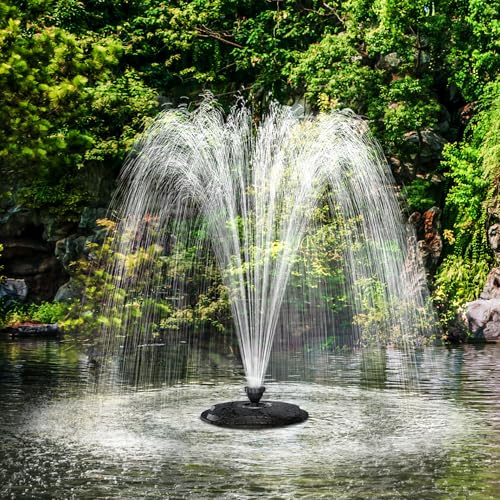 Biling Floating Pond Water Fountain with RGB LED Lights and Remote, 2500L/H Water Pump with 27 FT Power Cord UK Plug, 3 Spray Patterns, for Indoor Outdoor Garden Fish Pond Water Features