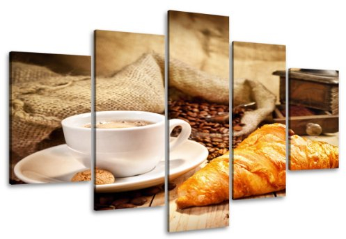 Visario Bild auf Leinwand 100 cm Nr 6401 Kaffee fertig gerahmte Bilder 5 Teile Marke original Leinwandbilder