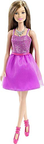 Barbie Mattel DGX81 - Fashionistas Puppe im violetten Glitzerkleid, Ankleidepuppen