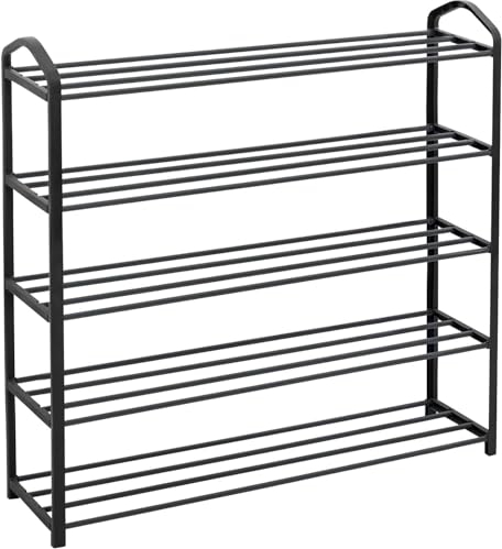 WOLTU Schuhregal mit 5 Ablagen für 20 Paare Schuhe, Schuhablage Ständer Flur, Schlafzimmer, XXL Ständer Regale, 79x19,5x79cm, Grau