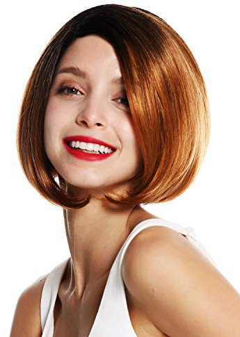 WIG ME UP - VK-29-YS1B+932 Perücke Damenperücke kurz Bob Longbob Scheitel glatt Ombre Schwarz Rotblond