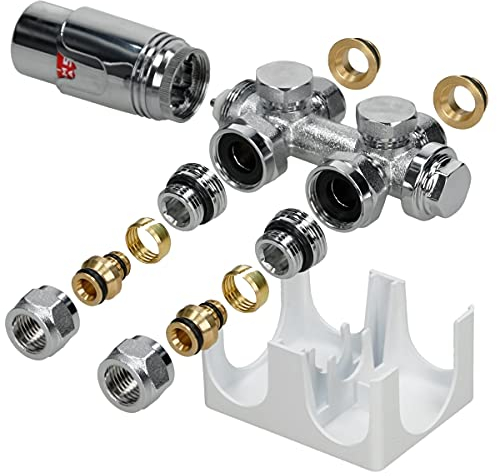 ECD Germany Kit de conexión Central termostato para radiadores - Blanco 50mm