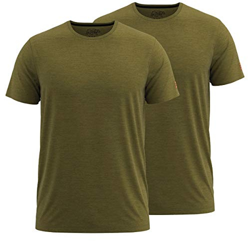FORSBERG T-Shirt Doppelpack zum Sparpreis einfarbig Rundhals hochwertig robust bequem guter Schnitt, Farbe:Oliv, Größe:M