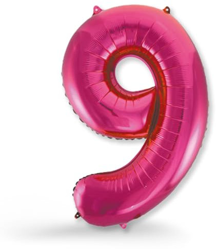 FUNXGO® Folienballon Zahl 9 pink - Riesen-Ballonzahl - Verstärktes Material- fliegt mit Helium - 9 Geburtstag Luftballon - Deko zum Geburtstage, Party, Hochzeiten - Ballon 9 pink