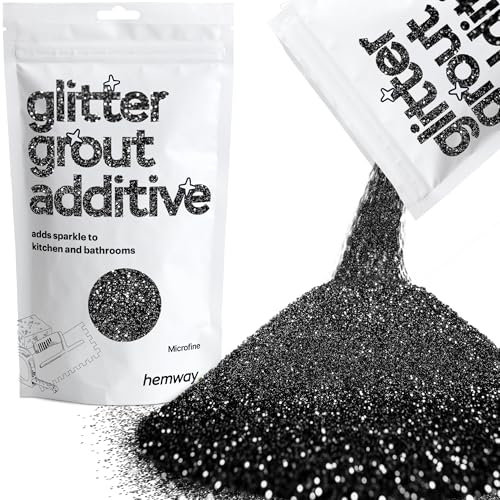 Hemway Glitter Grout Additive - Black | 100g Microfine Metallic Flakes for Adding Sparkle to Old & New Kitchen & Bathroom Tiles | Enhance Your Indoor Grouting Projects with a Sparkly Effect