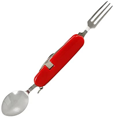 Navaja con cubiertos para camping, juego de comida, tenedor, cuchillo, cuchara, tenedor, cuchara y tenedor, #37510