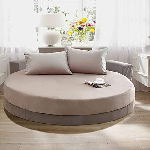 Bettlaken weiche Baumwolle Runde Spannbetttuch Einfarbige runde Bettdecke Bettwäsche Set Matratzenbezug Topper Bettlaken weich 180x180cm Silbergrau