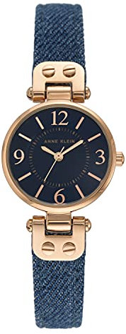 Anne Klein - Orologio da donna con cinturino in pelle, Blu/Oro Rosa