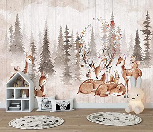 Papier Peint Forêt Du Cerf Sika 350X256Cm Papier Peint Jungle Salon Chambre Télévision Fond Mur Décoration De La Maison Paysage Naturel Murale