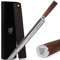 YOUSUNLONG Sakimaru Knife Ultimate Slice Carving Knife 380mm en acier damas japonais Convient pour trancher le thon et le saumon - Manche en noyer naturel avec étui en cuir