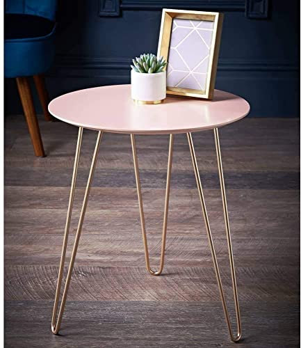 AAMEN Premium Small Side Table 【|】 Round Coffee Table 【|】 Sofa Side Table【|】 Drinks Side Table 【|】 Blush And Rose Gold Living Room Tables 【|】 small corner table (40x 40x 45)