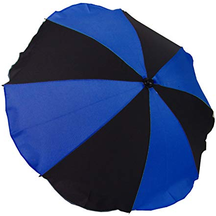 BAMBINIWELT Sonnenschirm Sonnenschutz für Kinderwagen Buggy Jogger universal UV50+ HALB (blau-schwarz)