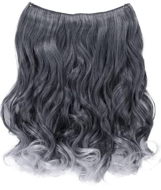 CAISHA 50cm 1 Tresse Extension mit Gummiband Extensions Haarverlängerung Haarteil Leicht Gewellt Grau Mix E110-1