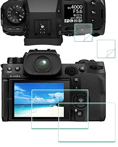 ULBTER Displayschutz Schutzfolie für Fujifilm X-H2S X-H2 Fuji XH2S LCD + PET Top Flim [2+2 Pack], Displayschutzfolie 9H Härte gehärtetes Glas Anti-Kratzer Anti-Blasen