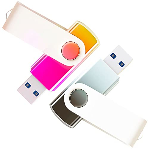 2 Stück 64 GB USB 3.0 Memory Sticks Farbverlauf USB-Flash-Laufwerke Großhandel Bulk Swivel Design Thumb Drive für die Datenspeicherung (Goldenes Rosa + Schwarzes Silber)