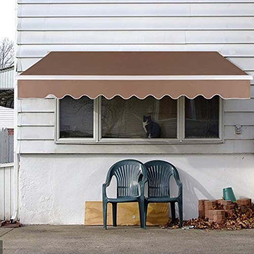 Gelenkarmmarkise Sonnenschutz, wasserdichte Sonnenschutz-Markisenabdeckung mit Aluminiumrahmen und manuellem Kurbelgriff,Braun,3x2.5m