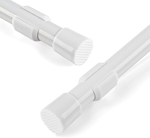 Tension Rods for Curtains Extendable Shower Curtain Pole 104-193cm Adjustable Net Curtain Rod Telescopic Curtain Rods No Drilling Shower Rails for Window Bathroom Wardrobe, White