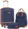 COOLIFE Koffer Trolley Koffer Reisekoffer von ABS Hartschalen Trolley 4 Rollen TSA-Schloss Der Koffer Enthält 1 Reiserucksack und 1 Kulturbeutel (Blau/Braun, Handgepäck-Set 3tlg)