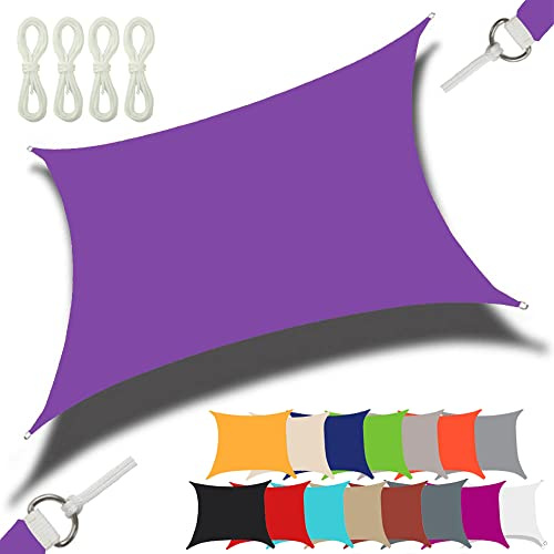CANYUE Tenda A Vela Impermeabile - Rettangolare - Tenda Da Sole In Tessuto Tessuto Oxford - Protezione UV 95% - Vela Parasole Per Giardino, Patio, Pergola, Terrazza (4X6 m,Viola)