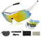Zequech Polarisierte Fahrradbrille mit weißem Rahmen, 5 verschiedene Szenenfunktionen, austauschbare Gläser, Outdoor-Sport abnehmbare Brille, Kordel für Fahren Nacht Regen, geringe Sichtbarkeit Angeln