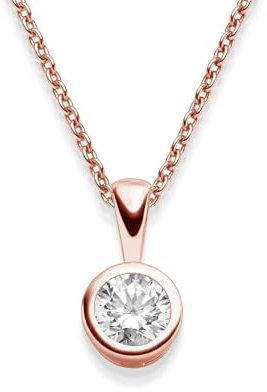 Amoonic Collier Femme Or Rose (Argent 925 plaqué Or Rose) Pendentif Solitaire Zircon | Idée Cadeau Femmes Copine Fille Maman Petite Amie Anniversaire Amour | Bijoux Femme