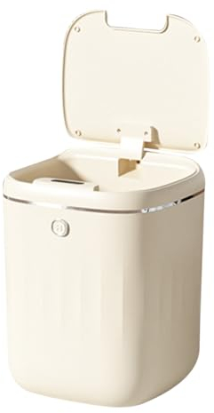 Poubelle Automatique de 20 Litres avec Capteur de Mouvement, CorbeilleContact pour Cuisine, Salle de Bain, Chambre à Coucher, 9,8 X 12,6 X 9,8 (Beige)