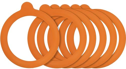 AMK® Replacement Rubber Seals Orange 6 Pack for Clip Top Jar Gaskets Preserving Canning Storage Airtight Rings Fits 0.35L 0.5L 1L 1.5L 2L Glass Jars Food Grade Kitchen Accessory Essential