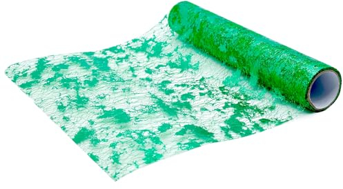 We Moment Zone Tischläufer Grün,Grün Tischdecken Dekostoff,Tischband aus Organza,Polyester Tisch läufer Tischdeko für Advent Karneval Taufe Geburtstage Hochzeit zu besonderen Anlässen 28 cm×5M