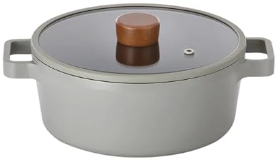 NEOFLAM FIKA Suppentopf, Kasserolle für Herdplatten und Induktion, graue Farbe, hergestellt in Korea (22,1 cm/2,7 qt)