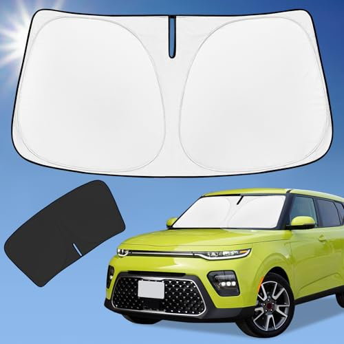 Parasol cubreparabrisas para Kia Soul 2010–2025, cubierta de 4 capas para parabrisas a medida, visera solar retráctil 240T, bloquea rayos UV, accesorio de coche que mantiene el interior fresco