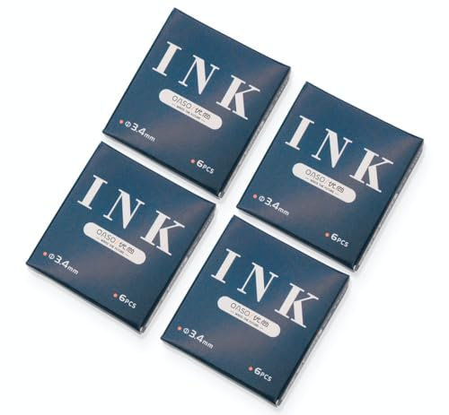 OASO 24pcs Fountain Pen Ink Cartridges, Fountain Pen Refill Cartridges 3.4mm Bore Diameter (Blue Black (Normal Ink))